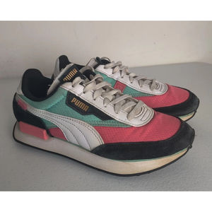 PUMA Future Rider Spring JR Shoes Youth 4.5C EU 36 Black Pink Teal 381962-01
